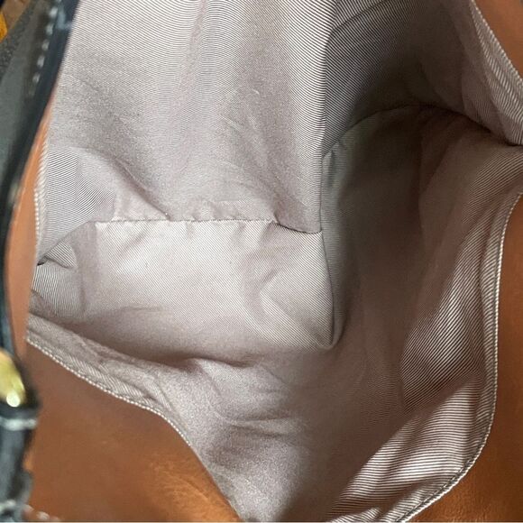 London Fog Textured Pebbled Leather Handbag Purse Black With White Stitching - Picture 11 of 14